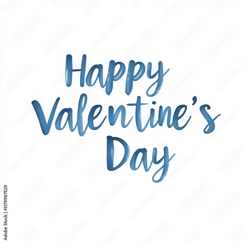 watercolor blue text on a white background. Elegant Valentine's Day calligraphy, romantic handwritten text illustration for greeting cards, gift tags, holiday decor, and seasonal love-themed designs