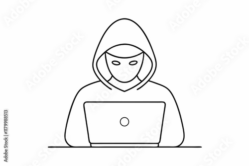 Laptop hacker icon. Outline laptop hacker vector icon for web design isolated on white background