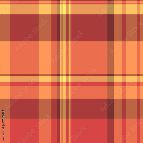 Bedding fabric check pattern, handsome background vector tartan. Sparse textile plaid seamless texture in red and orange colors.