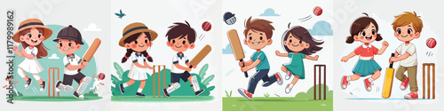 Vector of children doing various sports activities