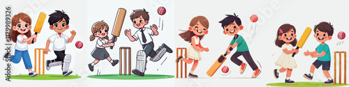 Vector of children doing various sports activities