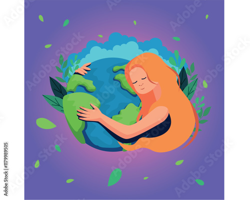 mother earth globe day world environment day vector illustration