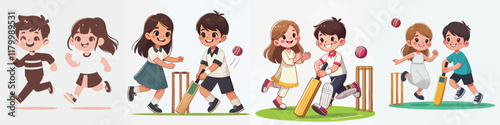 Vector of children doing various sports activities