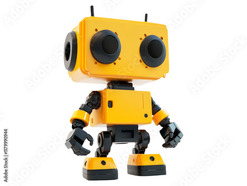 Cute Minimalistic 3D Robot Toy in Plasticine Style with Transparency
