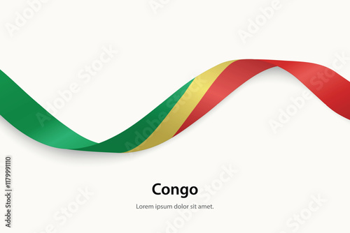 Congo flag on Waving ribbon