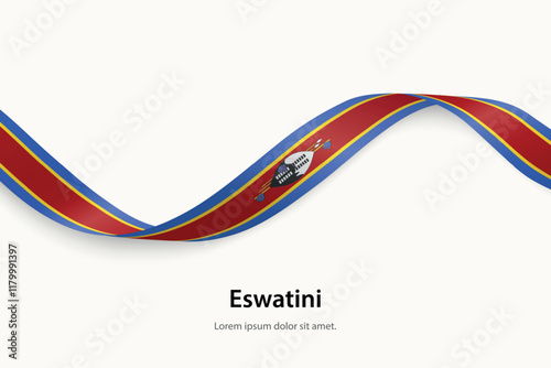 Eswatini flag on Waving ribbon photo