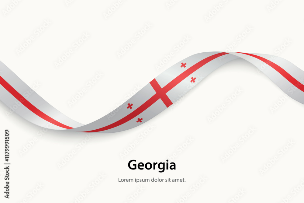 Georgia flag on Waving ribbon