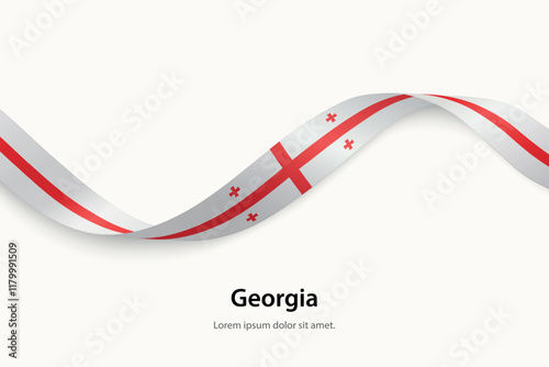 Obraz na płótnie Georgia flag on Waving ribbon w salonie