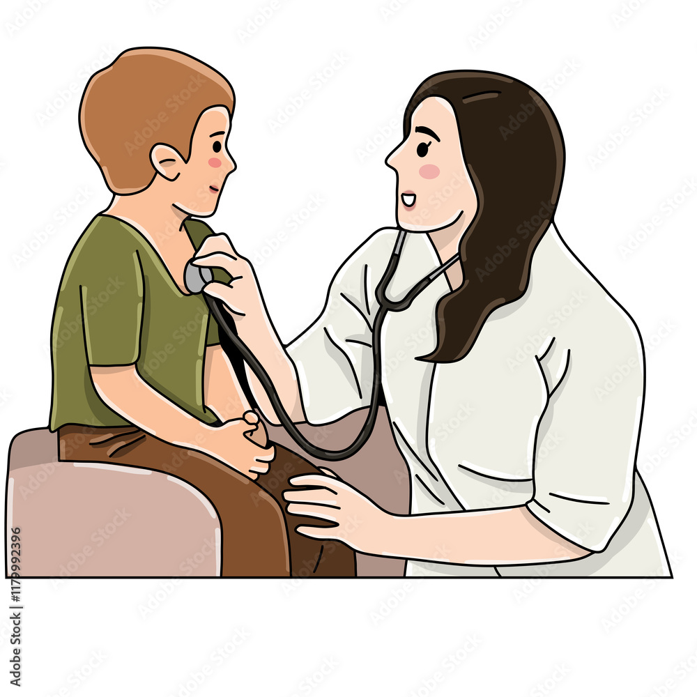 Doctor and patient child examination illustration Doctor and patient child examination illustration