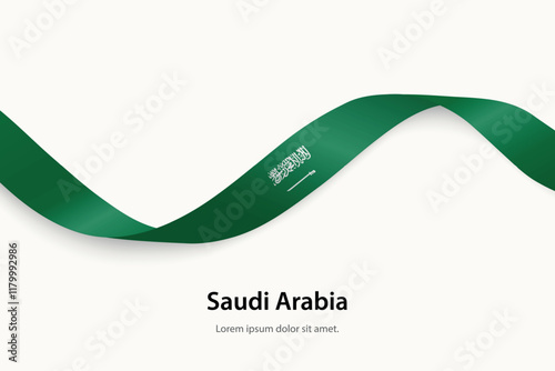 Saudi Arabia flag on Waving ribbon