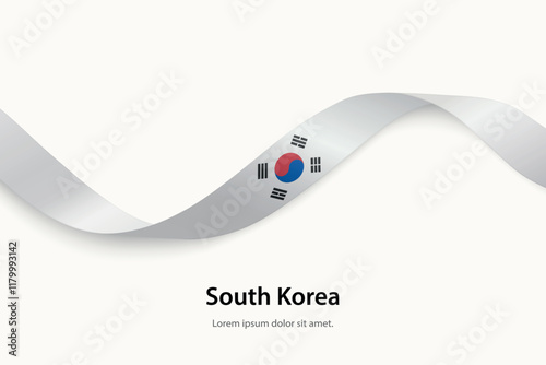 South Korea flag on Waving ribbon photo