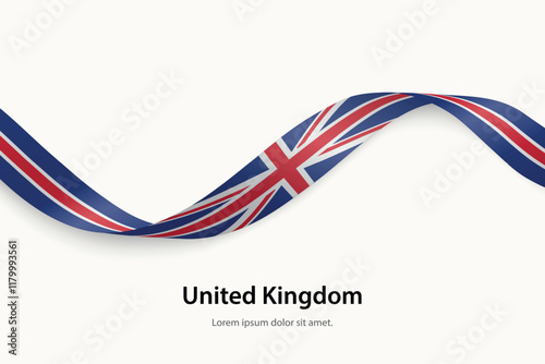 United Kingdom flag on Waving ribbon