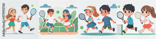 Vector of children doing various sports activities