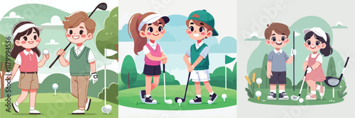 Vector of children doing various sports activities