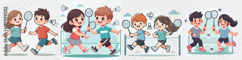 Vector of children doing various sports activities