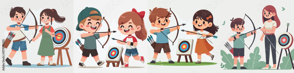 Vector of children doing various sports activities Vector of children doing various sports activities