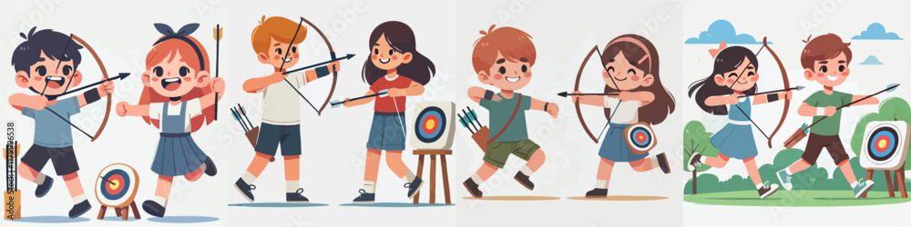 Vector of children doing various sports activities Vector of children doing various sports activities