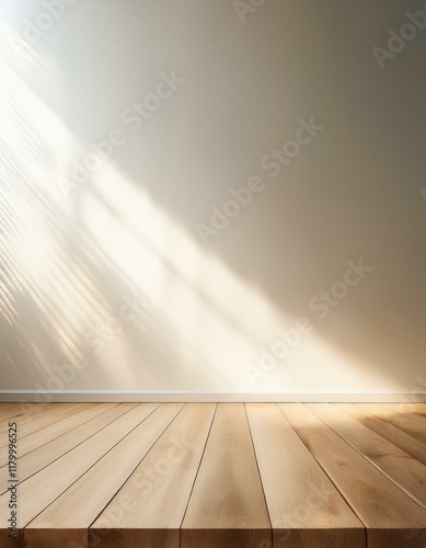 sol en parquet et fond de couleur clair en ia, fond photo lumière et rayon de soleil background 
