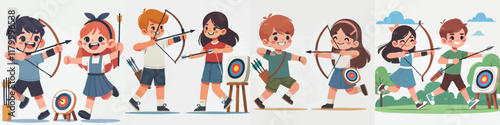 Vector of children doing various sports activities