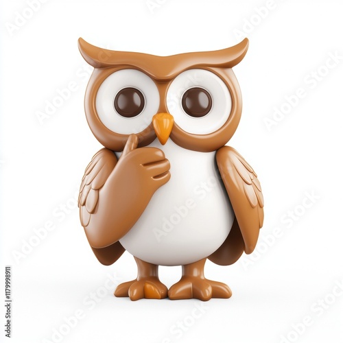 Thoughtful Owl Illustration Icon Symbolizing Wisdom and Reflection