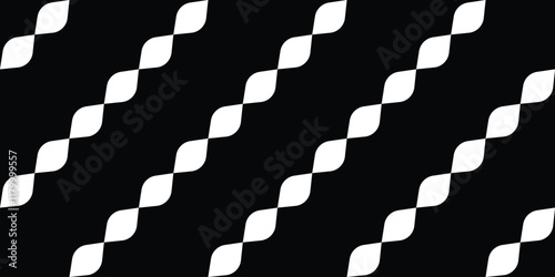 Geometric abstract seamless pattern of leaves to flowers. Black and white. Vector illustration.