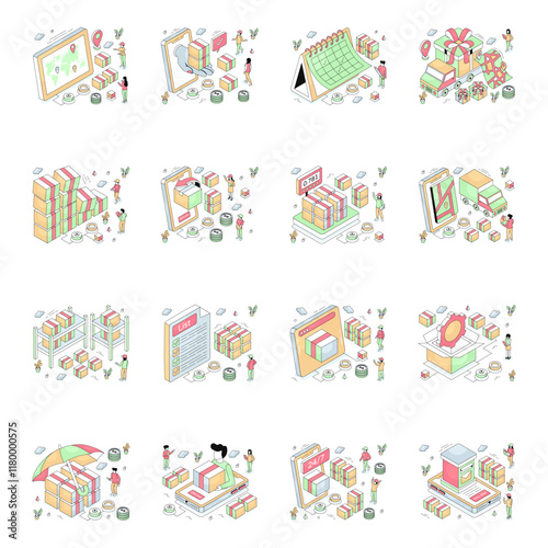 Set of Travel Isometric Illustrations 

