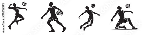 Continuous silhouette collection of various sports athlete activities