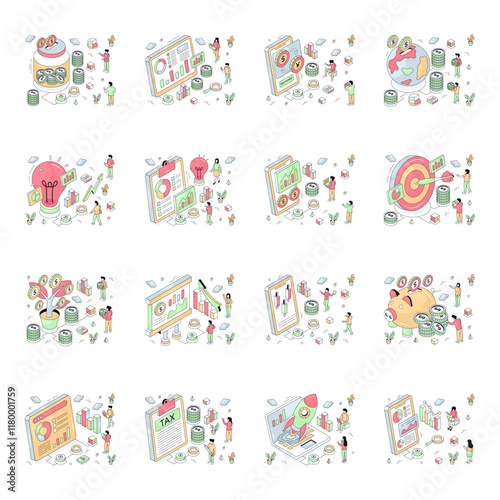Set of Travel Isometric Illustrations 


