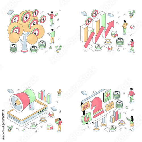 Set of Travel Isometric Illustrations 

