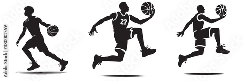 Continuous silhouette collection of various sports athlete activities