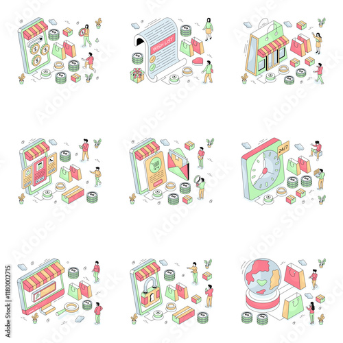 Set of Travel Isometric Illustrations 

