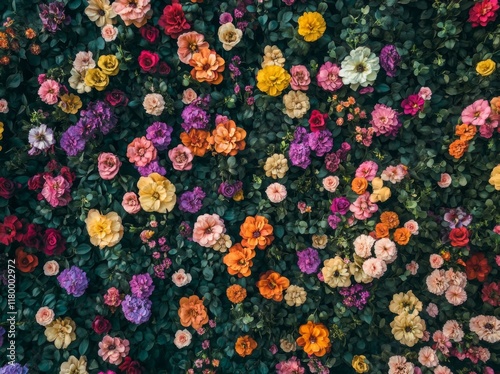 Vibrant Floral Tapestry: A Lush, Colorful Bouquet of Blooms photo