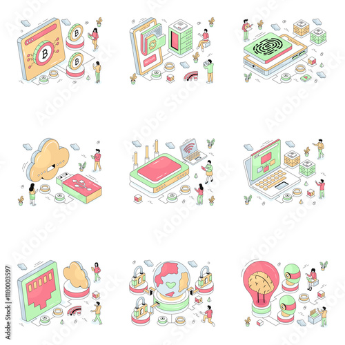 Set of Travel Isometric Illustrations 

