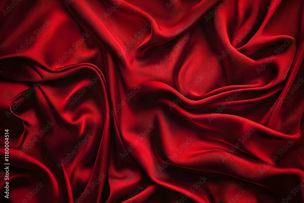Obraz premium A red fabric with a wave pattern. The fabric is flowing and has a sense of movement