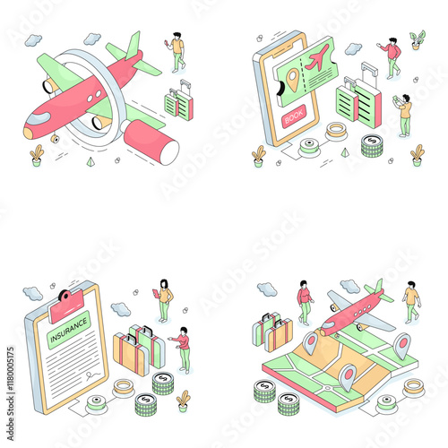 Set of Travel Isometric Illustrations 

