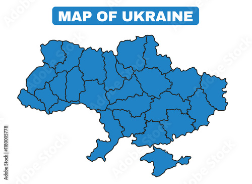 Blue Ukraine country map border outline vector