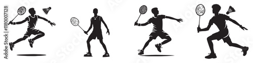 Continuous silhouette collection of various sports athlete activities