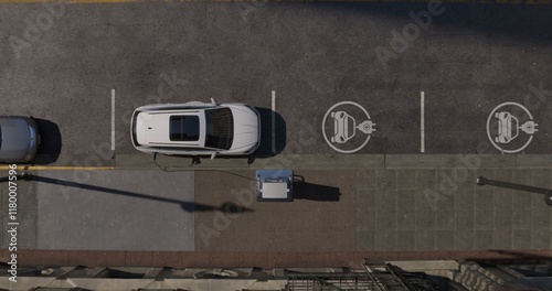 Generic electric car charging at station dock point