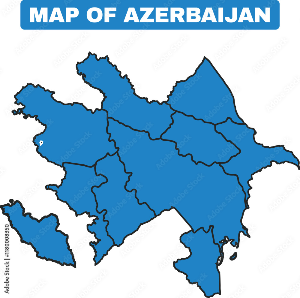 Fototapeta premium Blue Azerbaijan country map border outline vector