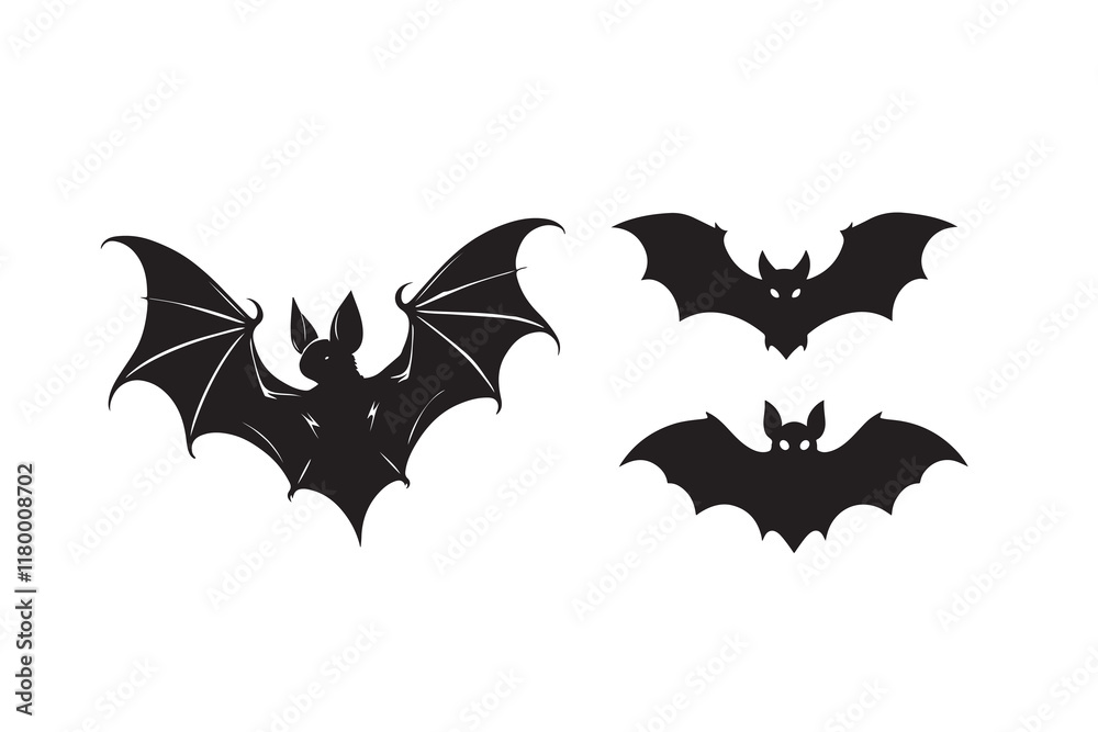 Fototapeta premium bat silhouette vector illustration isolated a white background