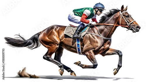 Horse racer on transparent background, horse racing isolated on white background as transparent. PNG.AI GENERATED