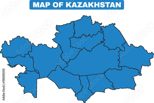 Blue Kazakhstan country map border outline vector