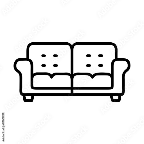 Simple sofa with buttoned cushions in minimalist line art