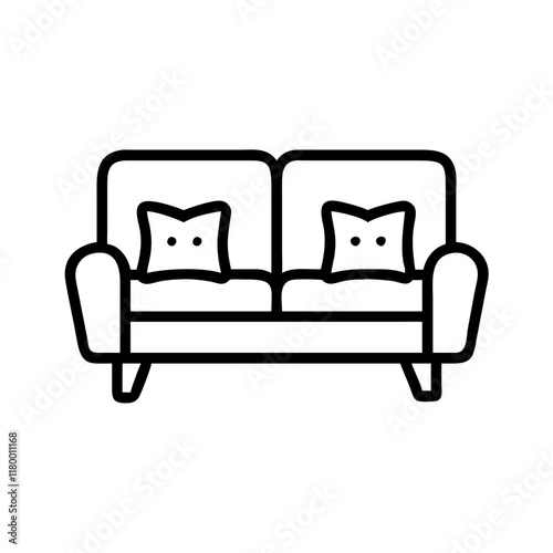 Minimalist sofa line art with cushions and clean design