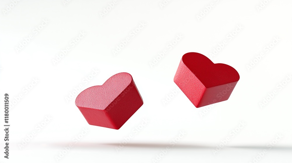 3D two flying red hearts on white background. Romance, love and Valentine's Day concept. 3D two flying red hearts on white background. Romance, love and Valentine's Day concept.