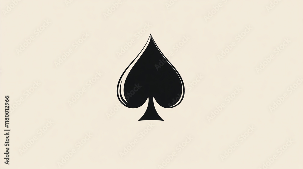 A sleek black spade symbol centered on a beige background featuring clean lines and minimalist design with bold contrast
A sleek black spade symbol centered on a beige background featuring clean lines and minimalist design with bold contrast