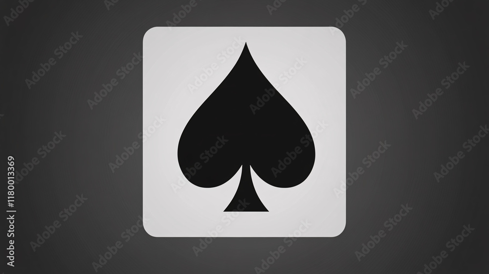 A sleek black spade symbol displayed on a gray gradient square background offering a minimalist and modern card-inspired design
A sleek black spade symbol displayed on a gray gradient square background offering a minimalist and modern card-inspired design