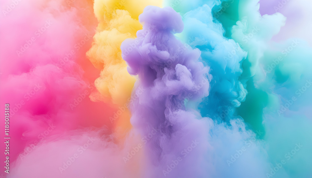 Naklejka premium A colorful smoke trail with a rainbow of colors -