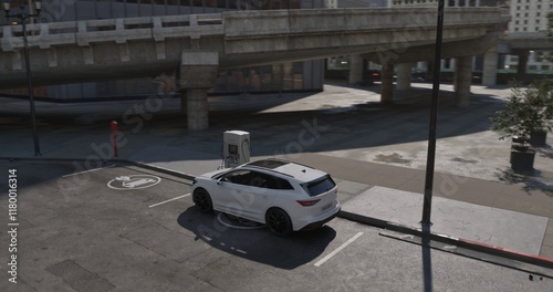 Generic electric car charging at station dock point