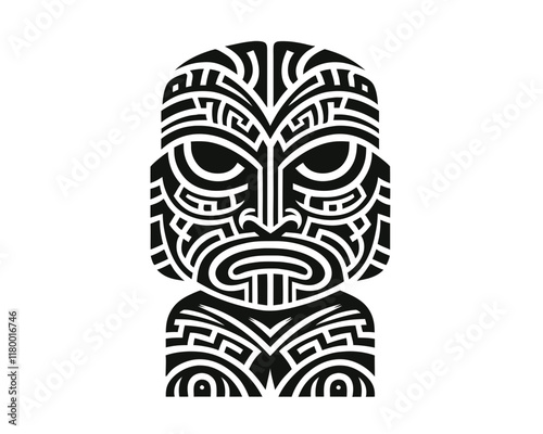 Hei tiki silhouette. Clipart image isolated on white background 